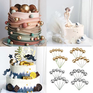 Frosted Gold And Silver Wishing Balls Round Cake Toppers Birthday Decorations Reusable Plastic Ornament For Party Venue Setup - Product Image 5