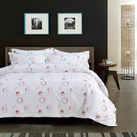 Parure de lit de luxe en coton égyptien avec drap-housse imprimé et taie d'oreiller, style haut de gamme pour hôtel