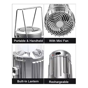 Ventilador de techo para exteriores, cuerpo de ABS, Banco de energía recargable, gancho colgante, iluminación <span class=keywords><strong>Solar</strong></span> de emergencia, tienda de campaña, linternas <span class=keywords><strong>Led</strong></span>, lámpara de luz para acampar - Product Image 3