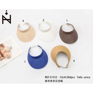 Casquette à visière unie en lin, unisexe, protection solaire, taille unique - Product Image 2