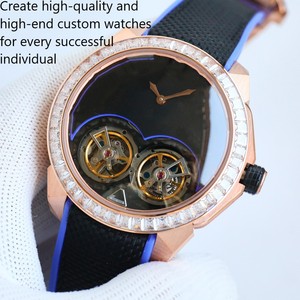 Recomendación de Lujo: Reloj de Diamantes Automático de Doble Tourbillon con Cadena de Acero. Diseño Único. Reloj Mecánico. - Product Image 2