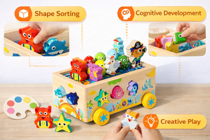 ของเล่นไม้เสริมพัฒนาการ มอนเตสซอรี่ รถฟาร์ม รถตกปลา รถดำน้ำ ของเล่นผจญภัย  ลดราคาพิเศษ - Product Image 5