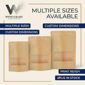 Bolsa Doypack de Papel Kraft de Grado Alimenticio Personalizada con Ventana y Cierre Zip, Reutilizable, para Té, Café, Frutos Secos y Snacks, 18*26*4cm (7*11*1.6in), en Stock en EE. UU. - Product Image 1