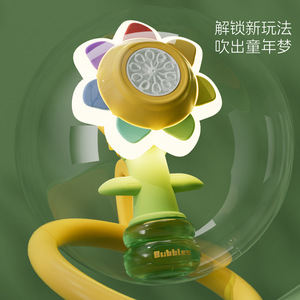 Máquina de Burbujas Eléctrica con Forma de Flor de Siete Colores para Niños, Uso en Exteriores, Varita y Palo para Hacer Burbujas - Product Image 5