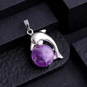 Lindo diseño de cola de delfín rosa cuarzo plata moda joyería mar Animal colgante collar para niñas - Product Image 6