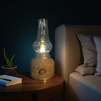 Lampe LED sans fil rechargeable USB-C, motif en résine peinte à la main, intensité réglable, abat-jour en verre cloche style ferme, décoration de Noël et de dîner, E26