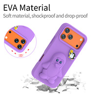 Coque de téléphone en plastique style pingouin pour 17 Pro Max avec support intégré et design mignon
