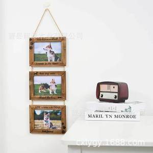 <b>Wooden</b> Pet <b>Picture</b> <b>Frame</b> 6 Inch 7 Inch Vertical Wall Hanging Handmade Rectangular Photo <b>Frame</b> For Home Decoration - Product Image 1