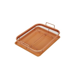 Bandeja de Cobre Antiadherente Ecológica para Cocina a Gas con Parrilla <span class=keywords><strong>y</strong></span> Cesta de Drenaje para Freír Pollo - Product Image 1