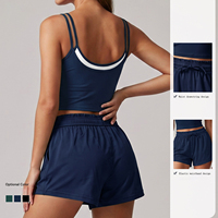 Ensemble de yoga fitness 2 pièces pour femme avec logo personnalisé, débardeur de sport et short taille haute, tenue de sport pour la course à pied