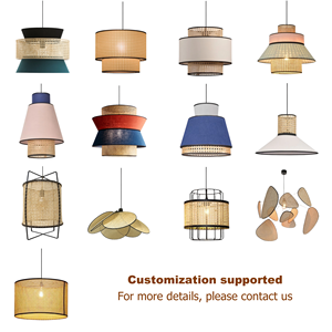 Lampe suspendue LED Wabi-Sabi, luminaire suspendu tissé à la main, texture naturelle, design moderne style ferme, pour lustres et suspensions - Product Image 2