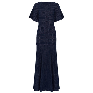 Vestido Largo <span class=keywords><strong>de</strong></span> Punto con Lentejuelas, Estilo Francés, <span class=keywords><strong>Manga</strong></span> <span class=keywords><strong>Corta</strong></span>, Cuello Redondo, <span class=keywords><strong>Vestidos</strong></span> Ajustados para Mujer, Elegantes, <span class=keywords><strong>Casuales</strong></span>, <span class=keywords><strong>de</strong></span> Oficina - Product Image 2