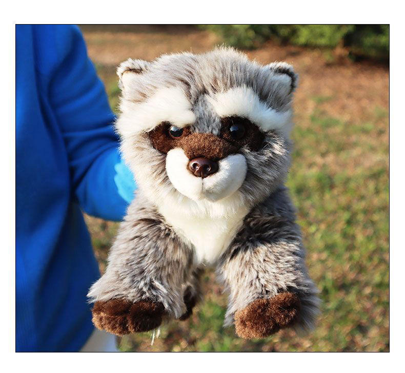 リアルな座っているアライグマぬいぐるみ子供のための大きな目をした