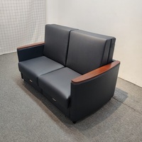 Doppels itz Schlafs ofa mit Aufbewahrung sbox Schwarzes Leder Klapp sofa kam für das Krankenhaus