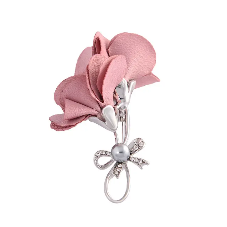 패션 브로치 숙녀 다이아몬드 박힌 패브릭 꽃 핀 하이 엔드 장미 웨딩 브로치