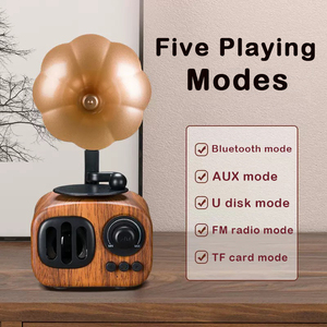 ลำโพงบลูทูธ <span class=keywords><strong>AS90</strong></span> สไตล์เรโทร กำลังขายดี แบตเตอรี่ 1800mAh ชาร์จได้ พร้อมวิทยุ FM ลำโพงวินเทจลายไม้ - Product Image 2