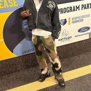 OEM người đàn ông giản dị Mohair xếp chồng lên nhau Sweatpants thời trang dạo phố Camo bùng theo dõi quần quá khổ dây rút đàn hồi eo len chất liệu - Product Image 3