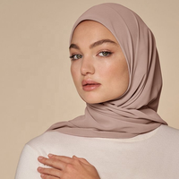 Hijab Premium, châles et écharpes chauds pour l'automne et l'hiver, en mousseline unie, long châle en mousseline, composition polyester polyamide mousseline