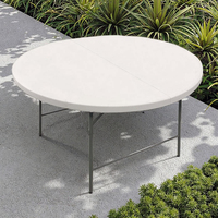 Table pliante de pique-nique extérieure bon marché de 4 pieds avec pieds pliants en métal Table et chaise pliantes rondes en plastique portables pour événement