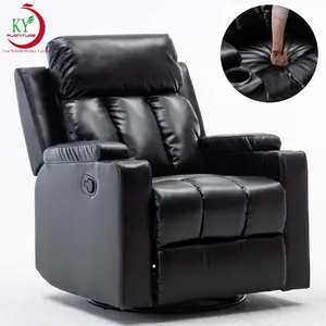JKY Furniture Modern Leather Gel Home Relax Manual Reclining Cinema Theater Recliner Seating Single Sofa with 2 Cup Holders