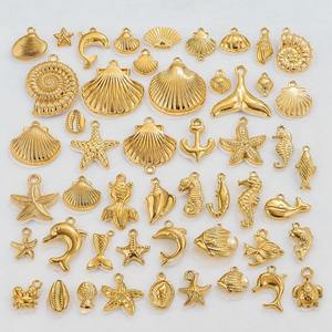 18K oro PVD placcato in acciaio inox serie mare ciondolo ciondolo sirena conchiglia stella di mare Charm per oceano spiaggia estate gioielli - Product Image 1