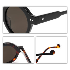 Yuvarlak güneş gözlüğü laminasyon asetat güneş gözlüğü UV400 koruma Retro perçin Vintage güneş gözlüğü Unisex erkekler ve kadınlar için - Product Image 4