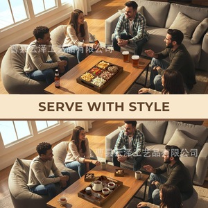 Cross-border solid wood <b>tea</b> <b>tray</b>, dried fruit box, seven-piece wooden hearth <b>tea</b> <b>tray</b>, dessert and cake plate - Product Image 3