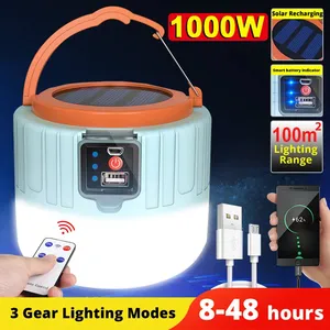 1000 Watts Ampoule Portable Lampe D'urgence Bombillas Rechargeable Réparation Solaire Travail Lumière BBQ Led Camping Lanterne
