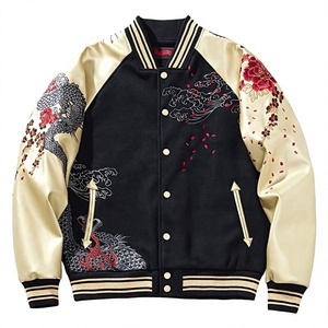 Veste bomber unisexe Oldtribe noire avec patch brodé, col rond, doublure en polaire coupe-vent, fausse fourrure, séchage rapide, 220g - Product Image 1
