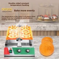 Nouvelle machine à gaufres coréenne populaire à 3 trous, électrique, pour gaufres en forme de pièce d'or, machine commerciale à faire des gaufres en forme de pièce de monnaie au fromage, chauffage double face