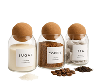 Bocaux en verre borosilicate de haute qualité avec couvercle en liège sphérique, récipient de stockage hermétique en verre 500 ml, boîte à thé, café, sucre