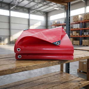 Bâche en PVC enduit rouge 550 g/m² 6x15m, robuste et imperméable, prix usine, pour couverture de camion - Product Image 1