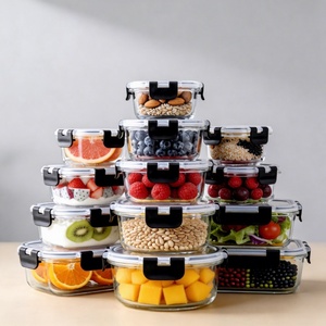 Juego de 12 Recipientes de Vidrio Borosilicato para Almacenamiento de Alimentos <span class=keywords><strong>con</strong></span> Tapas Herméticas Libres de BPA y Cierre a Presión para Almacenar Comida y Almuerzos - Product Image 3