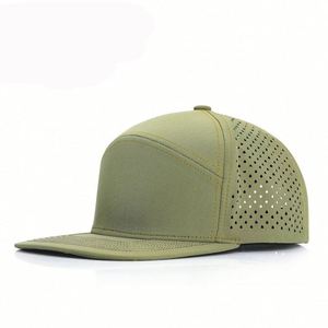 High Quality Outdoor Sport Baseball Hat Waterproof Snapback Cap Laser Cut Hole 7 Panel Snapback Cap - Product Image 6