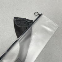 Tas Kosmetik Logo Kustom Kantong Resleting Tebal Buram Kemasan Ekstensi Rambut Wig Kantong Plastik PVC Dapat Didaur Ulang dengan Resleting Geser