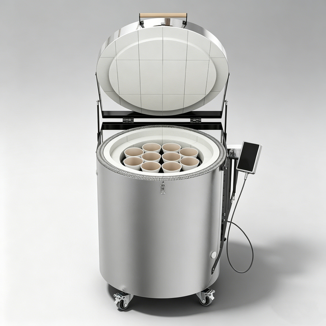 Large Capacity Round Electric Ceramic Kiln Industrial Lightweight Low Consumption Pottery Ceramic Production Commercial Firing