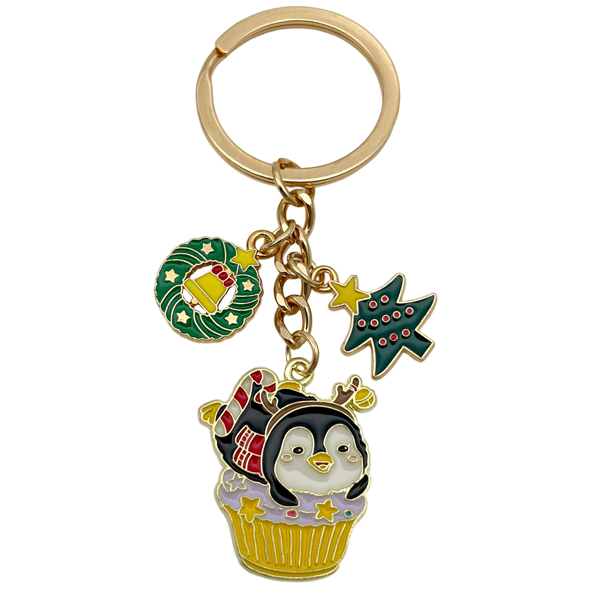 [Anneau de paille de pingouin de crème glacée de Noël jaune