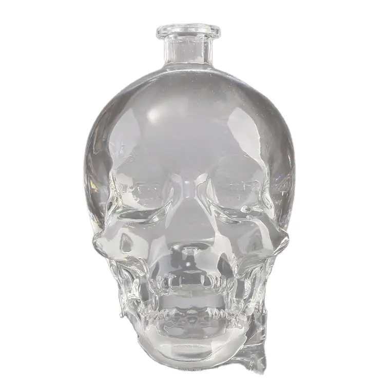 Commercio all'ingrosso premium luxury vuoto fantasia 500ml 70cl 700ml 750ml 1000ml crystal skull whisky bottiglia di vetro