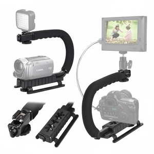 Poignée de prise de vue vidéo professionnelle en alliage d'aluminium avec support griffe froide à dégagement rapide pour caméra - Product Image 1