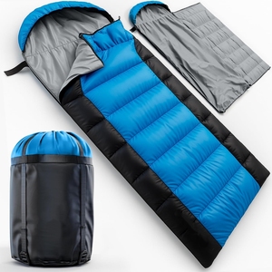 Sacs de couchage d'été légers et imperméables en polyester 210T à capuche, avec rembourrage en fibres creuses pour adultes - Product Image 2