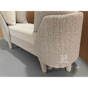 Tabouret de bar contemporain Foshan Long Curve en tissu beige, tabourets et ottomanes pour appartement, bureau, salon, tissu beige - Product Image 3