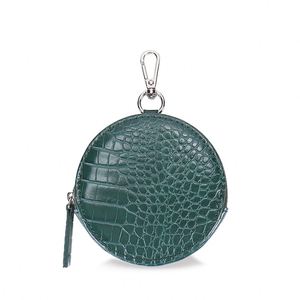 Crocodile Texture Faux Leather Headphone Bag Key Holders Round Zipper Wallet <b>Small</b> <b>Women</b> Coin <b>Purse</b> - Product Image 1