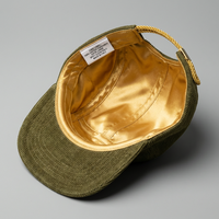 Topi Kasual Olahraga Musim Dingin Berbahan Corduroy dengan Logo Kulit Custom yang Laris Manis, Model Flat Brim Vintage 5 Panel untuk Pria
