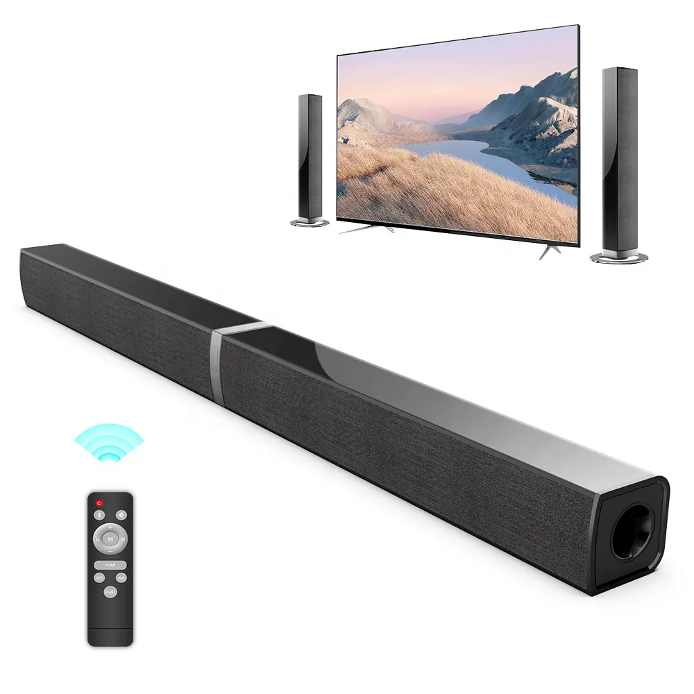 Soundbar sistem Home Theater untuk TV Bluetooth Sound bar HDMI/RCA/BT/koneksi OPT Soundbar dengan 2-in-1 bisa dilepas