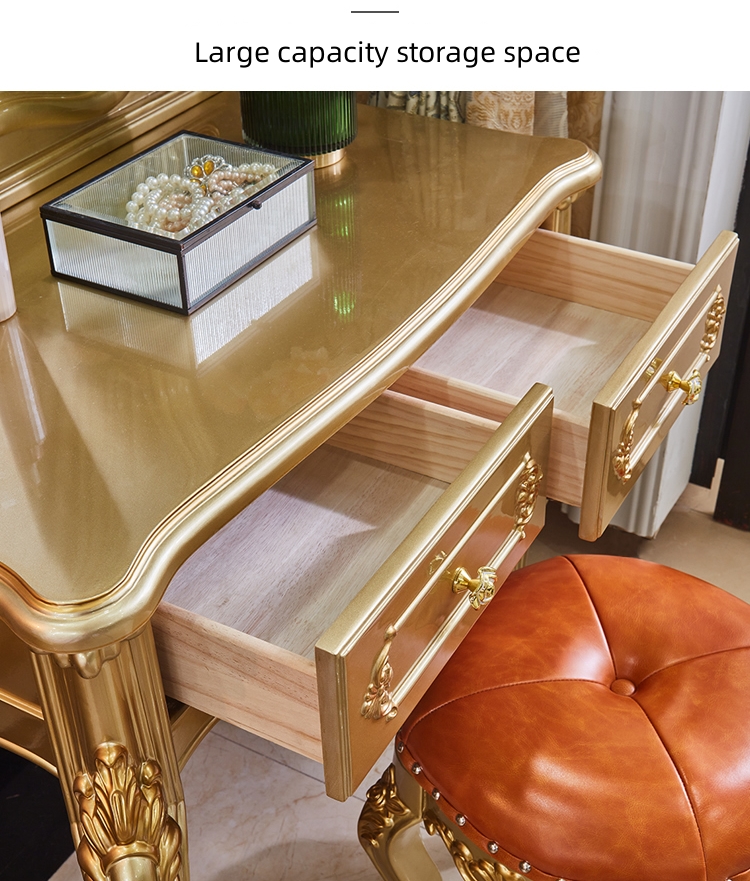 European-style All-solid Wood Dresser Luxury champagne Gold Dresser Bedroom  Furniture Princess Dressing Table| Alibaba.com