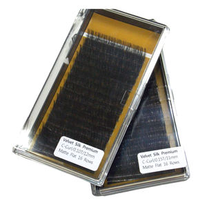 Pestañas postizas de seda de terciopelo, personalizadas, coreanas, prémium, negras, individuales, precio al por mayor - Product Image 1