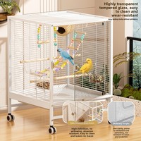 Grande cage à oiseaux de luxe, type villa, en métal massif, étanche aux éclaboussures, spacieuse, pour usage domestique, pour perruches pivoine et perroquets à col perlé