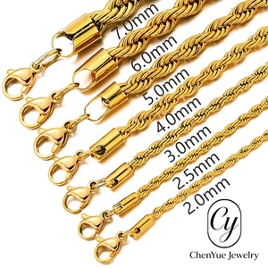 Vakuumfarbbeständige, farblose Gold-Edelstahl-Halskette mit gebratenen Teigzwirken und Kettengliedern - Product Image 2