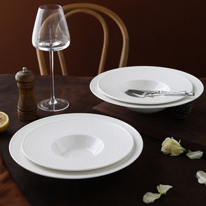 Plato de Sopa de Vegetales de Cerámica <span class=keywords><strong>Blanca</strong></span> Pura, Estilo Occidental Clásico, Ecológico, Apto para Lavavajillas, <span class=keywords><strong>Vajilla</strong></span> Duradera - Product Image 4