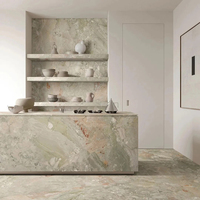 Îlot de cuisine en marbre prêt à l'emploi, armoires de cuisine design, marbre sicilien Ceppo, comptoir de cuisine moderne en marbre, plan de travail